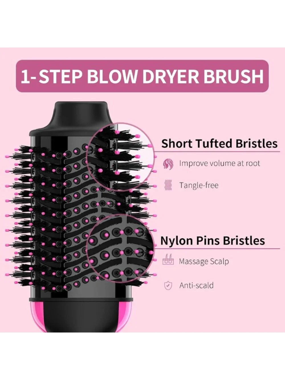 2-in-1 Hair Dryer Brush & Volumizer - Fast Drying, Styling & Frizz Control